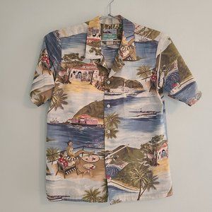 Reyn Spooner 100% Cotton Short Sleeve Button Down Hawaiian Shirt Catalina Print